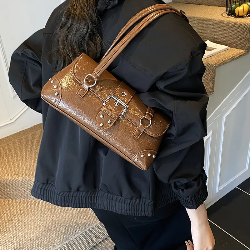 LEFTSIDE Women PU Leather Shoulder Bag 2025 Winter Retro Short Handle Tote Bag Luxury Designer New Trend Handbags and Purses