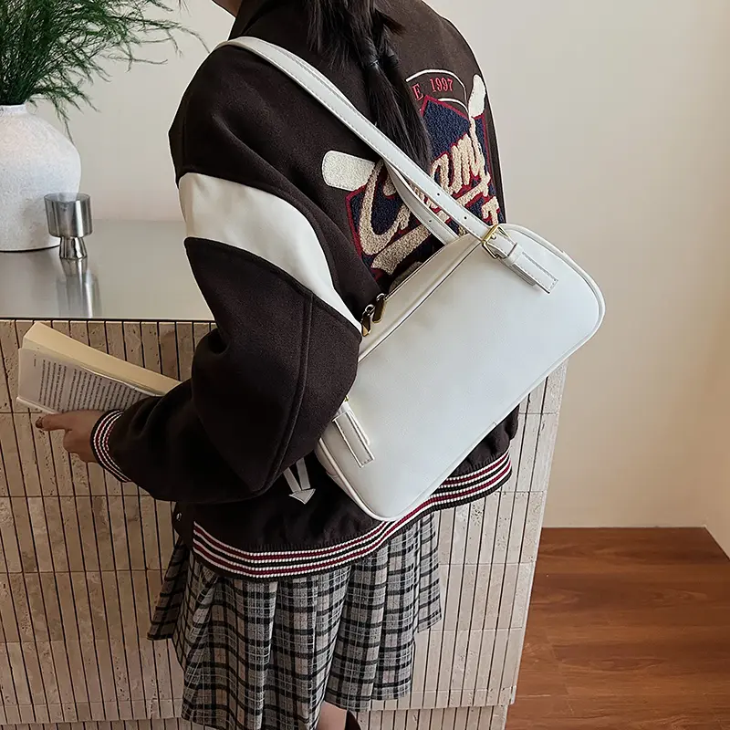 LEFTSIDE Women PU Leather Shoulder Bag 2025 Winter Simple Short Handle Hand Bag Luxury Designer New Trend Handbags and Purses