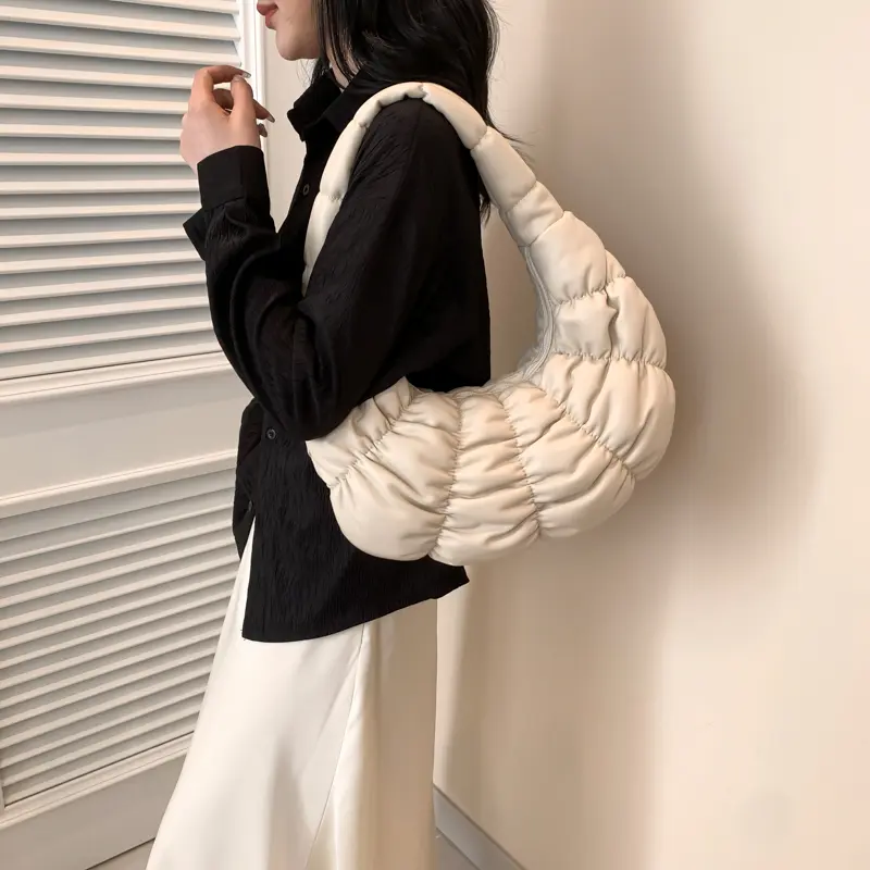 Y2K Small PU Leather Fold Design Shoulder Bags For Women 2025 New Underarm Bag Korean Fashion Females Handbags And Purses