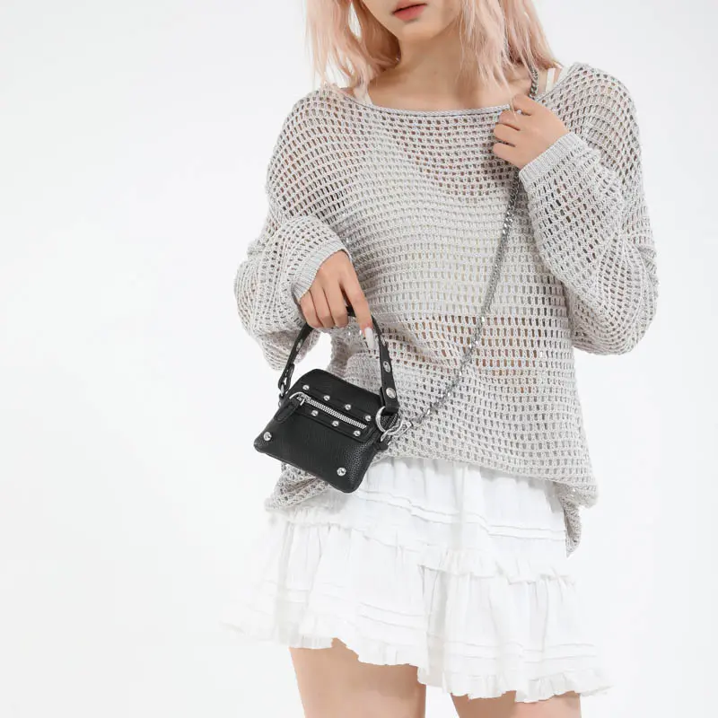 LEFTSIDE Rivets Design PU Leather Cute Mini Crossbody Bags for Women 2025 New Trendy Luxury Short Handle Handbags and Purses