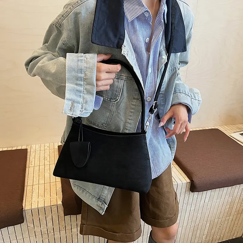 LEFTSIDE Women Small Faux Suede Crossbody Bag 2025 Winter Retro Short Handle Shoulder Bag Luxury Designer Handbags and Purses
