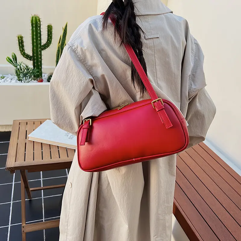 LEFTSIDE Women PU Leather Shoulder Bag 2025 Winter Simple Short Handle Hand Bag Luxury Designer New Trend Handbags and Purses
