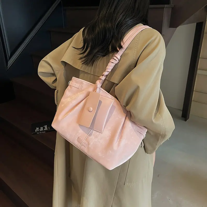 LEFTSIDE 2025 Winter New in PU Leather Handbags and Purses Women Underarm Tote Bag Luxury Brand Retro Short Handle Shoulder Bags