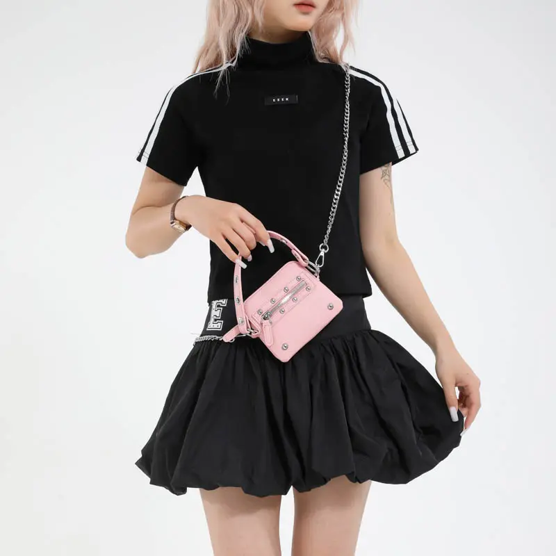 LEFTSIDE Rivets Design PU Leather Cute Mini Crossbody Bags for Women 2025 New Trendy Luxury Short Handle Handbags and Purses