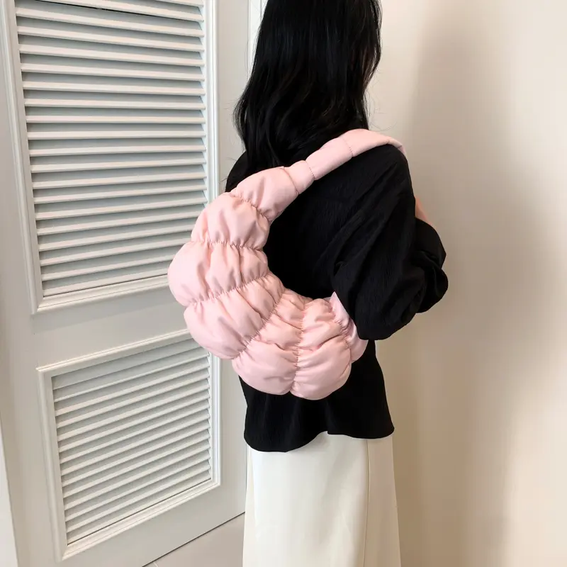 Y2K Small PU Leather Fold Design Shoulder Bags For Women 2025 New Underarm Bag Korean Fashion Females Handbags And Purses