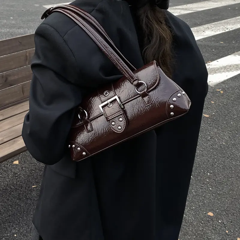 LEFTSIDE Women PU Leather Shoulder Bag 2025 Winter Retro Short Handle Tote Bag Luxury Designer New Trend Handbags and Purses