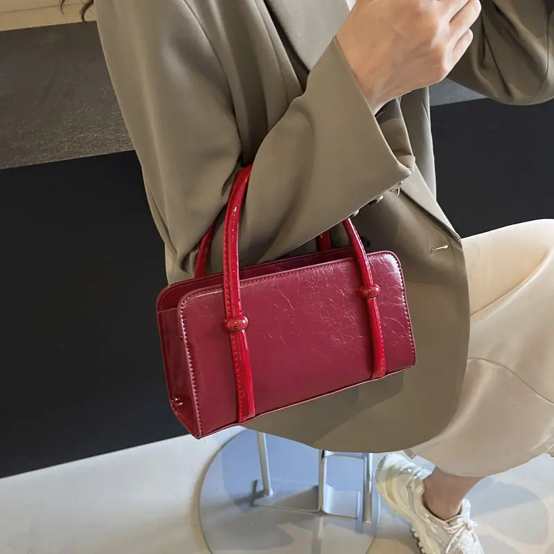 LEFTSIDE Small Retro PU Leather Underarm Bags for Women 2025 Y2k Trend Korean Fashion Shoulder Bag Lady Silver Handbags Tote Bag