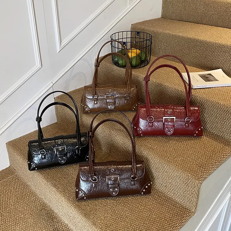 LEFTSIDE Women PU Leather Shoulder Bag 2025 Winter Retro Short Handle Tote Bag Luxury Designer New Trend Handbags and Purses