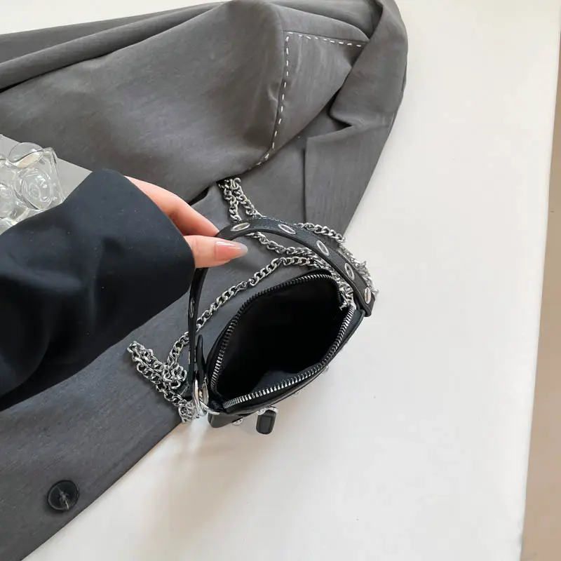 LEFTSIDE Rivets Design PU Leather Cute Mini Crossbody Bags for Women 2025 New Trendy Luxury Short Handle Handbags and Purses