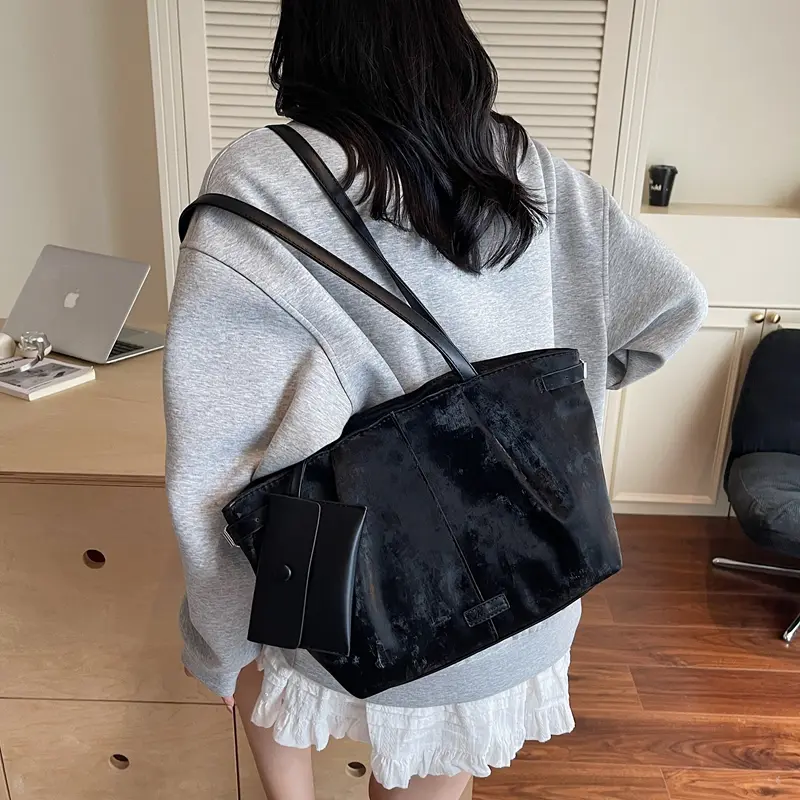 LEFTSIDE 2025 Winter New in PU Leather Handbags and Purses Women Underarm Tote Bag Luxury Brand Retro Short Handle Shoulder Bags