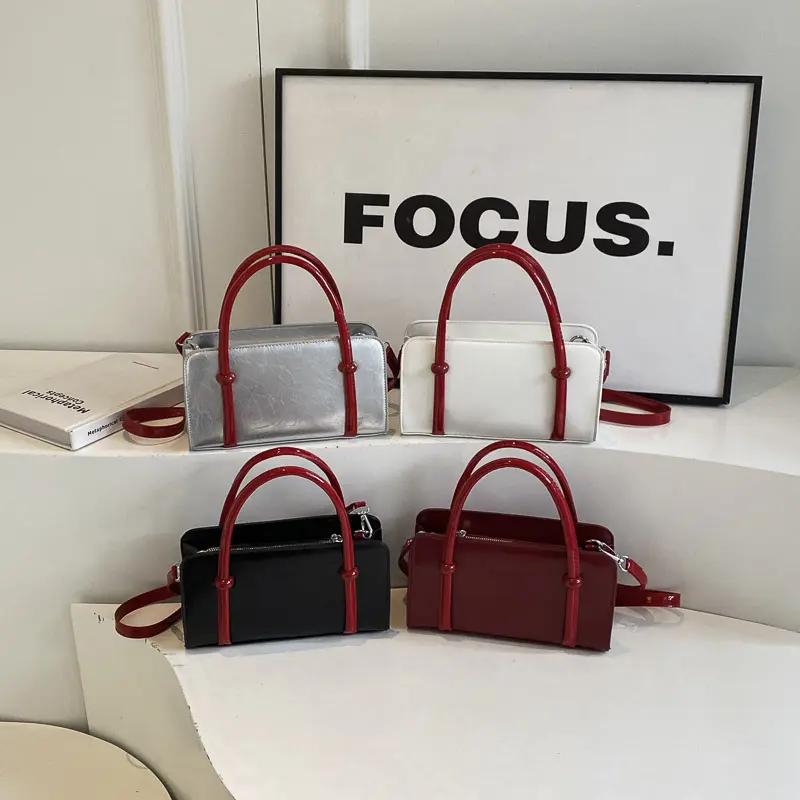 LEFTSIDE Small Retro PU Leather Underarm Bags for Women 2025 Y2k Trend Korean Fashion Shoulder Bag Lady Silver Handbags Tote Bag
