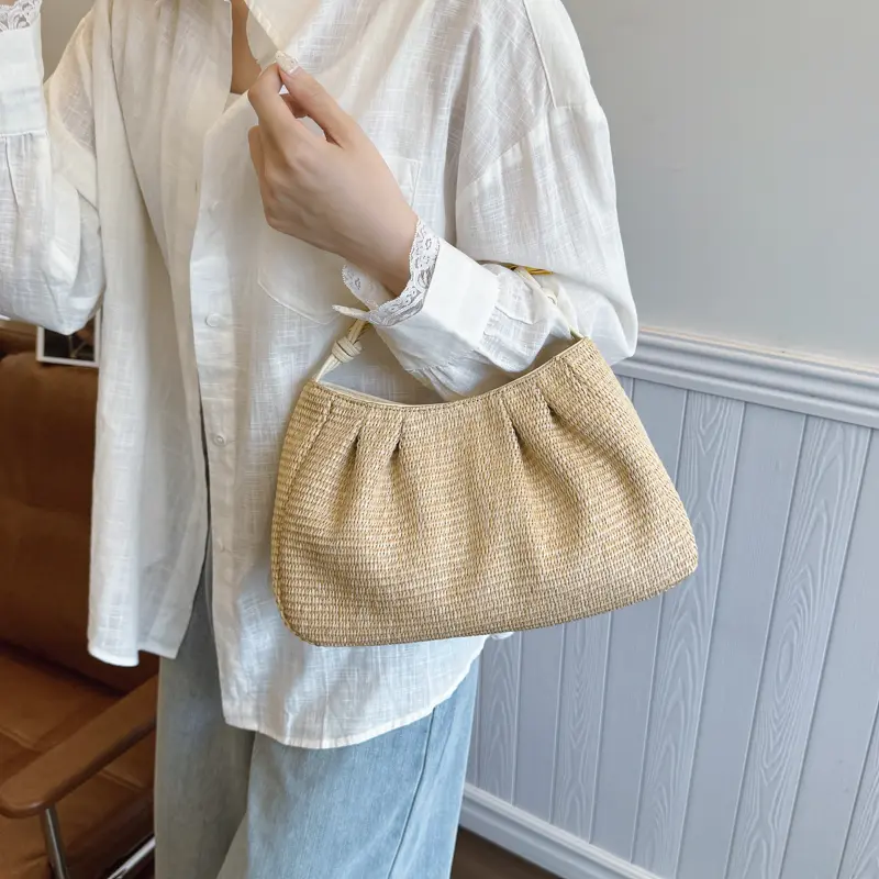 LEFTSIDE Weave Straw Shoulder Bags for phone Women 2025 Summer New Trend Underarm Bag Females Beach Bags Handbags and Purses