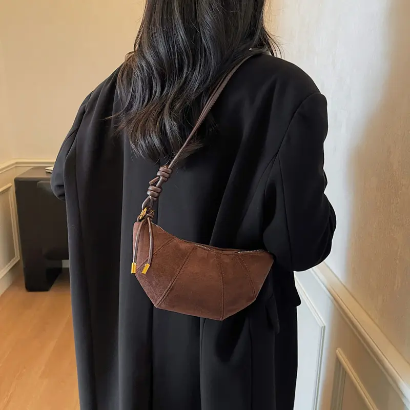 LEFTSIDE Retro Small Splicing Leather Simple Shoulder Bag 2025 Trendy Winter Crossbody Bag Females Luxury Handbags and Purses