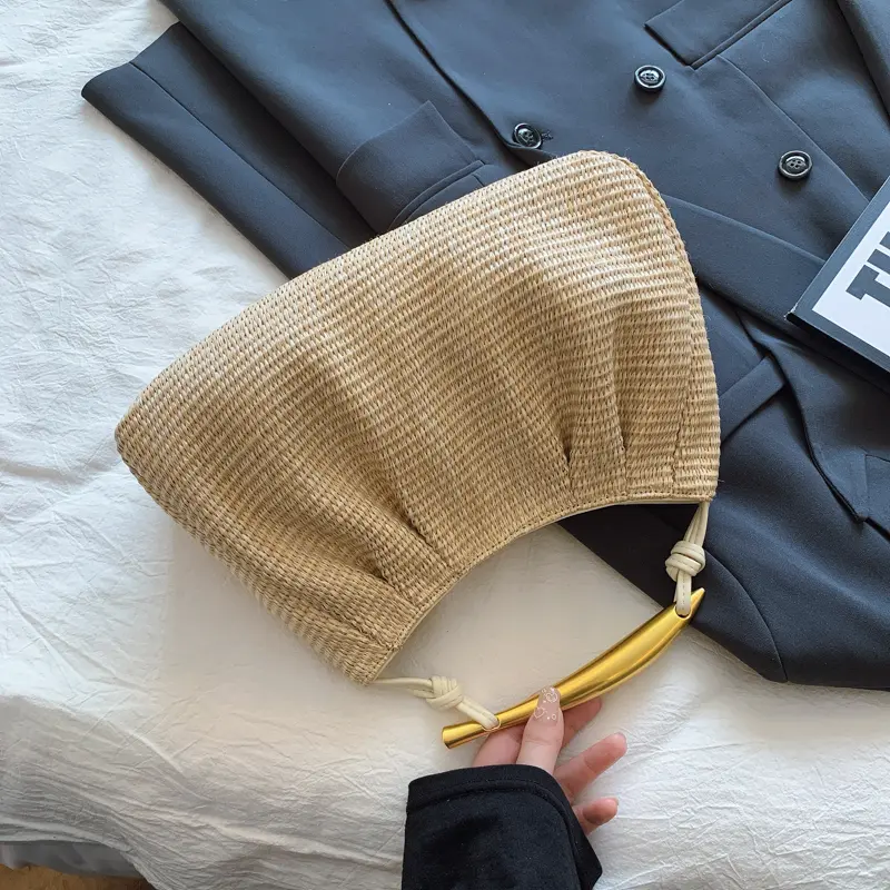 LEFTSIDE Weave Straw Shoulder Bags for phone Women 2025 Summer New Trend Underarm Bag Females Beach Bags Handbags and Purses