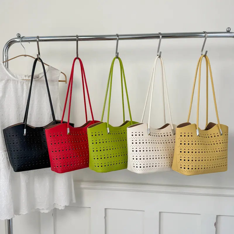 LEFTSIDE Weave Hollow Out Shoulder Bags for Women 2025 Summer Luxury Designer New Green Hand Bag Females Tote Bags Handbags
