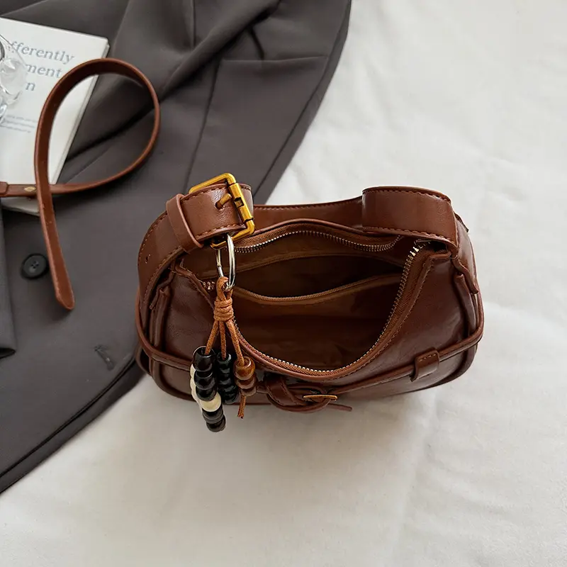 LEFTSIDE Women Small PU Leather Crossbody Bag 2025 Winter Retro New Saddle Shoulder Bag Luxury Designer Handbags and Purses