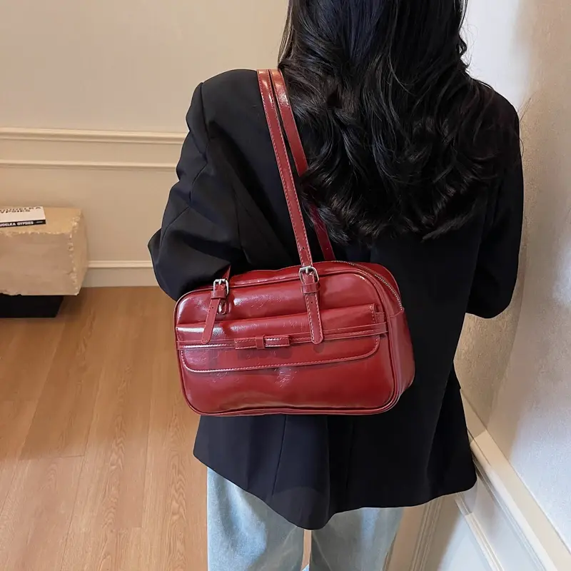 LEFTSIDE Small PU Leather White Underarm Bags Lady Shoulder Bag for Women 2025 Spring Designer Luxury Y2K Handbags and Purses