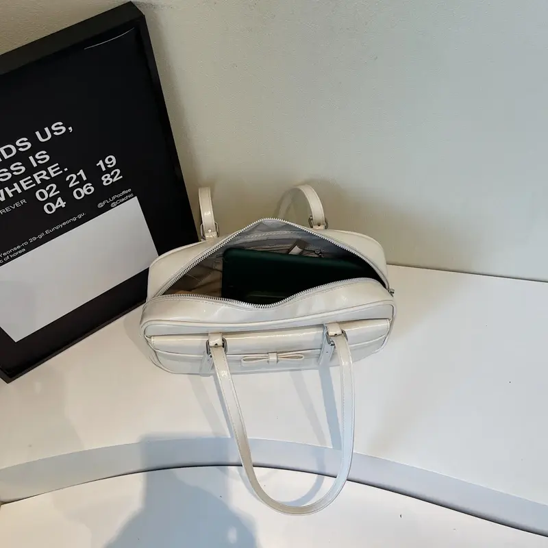 LEFTSIDE Small PU Leather White Underarm Bags Lady Shoulder Bag for Women 2025 Spring Designer Luxury Y2K Handbags and Purses