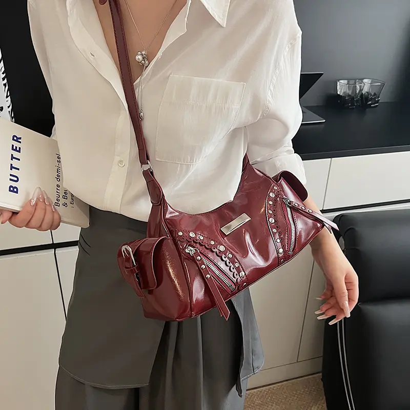 LFTSID Rivets Design PU Leather Shoulder Bag 2025 Y2K Summer Underarm Bag Crossbody Bag Casual Ladies New in Handbags and Purses