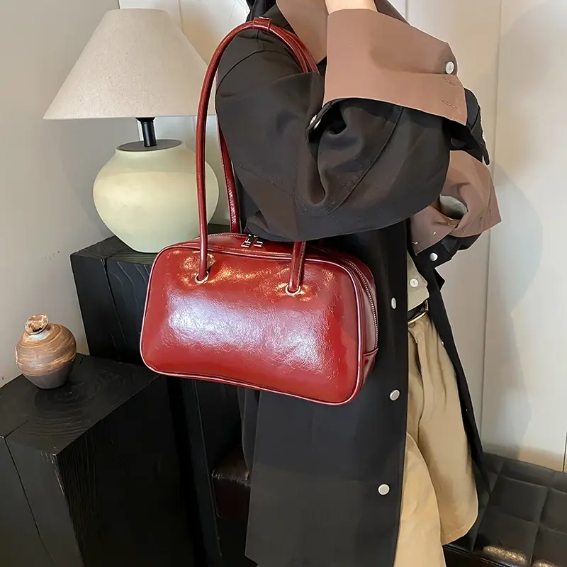 LEFTSIDE PU Leather Retro Shoulder Bags For Women 2025 Winter Y2K New Fashion Trend Female Underarm Tote Bag Lady Handbags