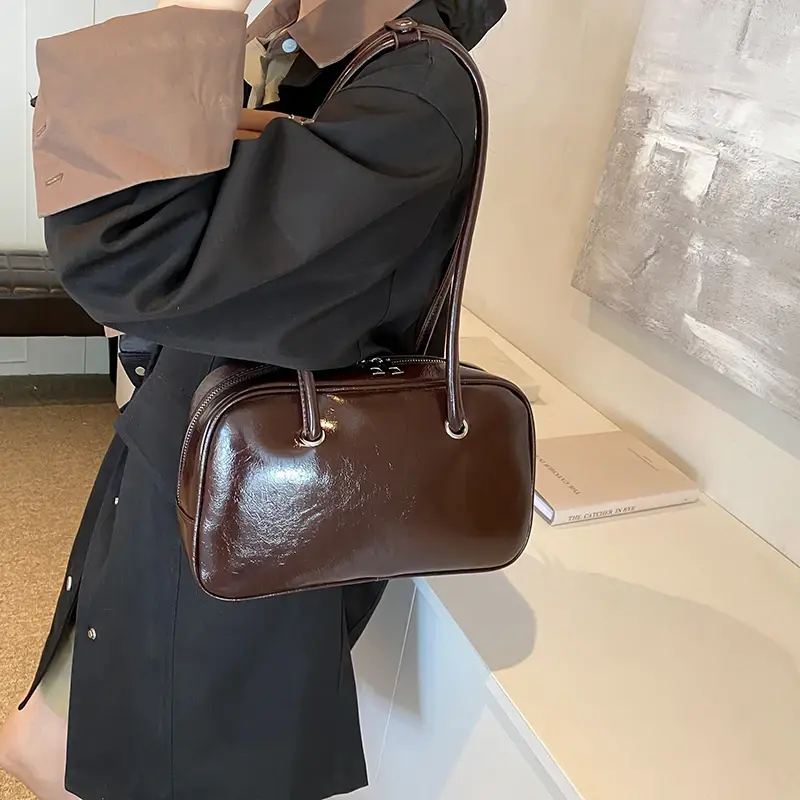 LEFTSIDE PU Leather Retro Shoulder Bags For Women 2025 Winter Y2K New Fashion Trend Female Underarm Tote Bag Lady Handbags