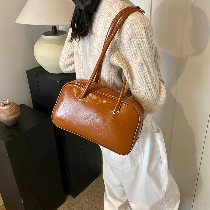 LEFTSIDE PU Leather Retro Shoulder Bags For Women 2025 Winter Y2K New Fashion Trend Female Underarm Tote Bag Lady Handbags