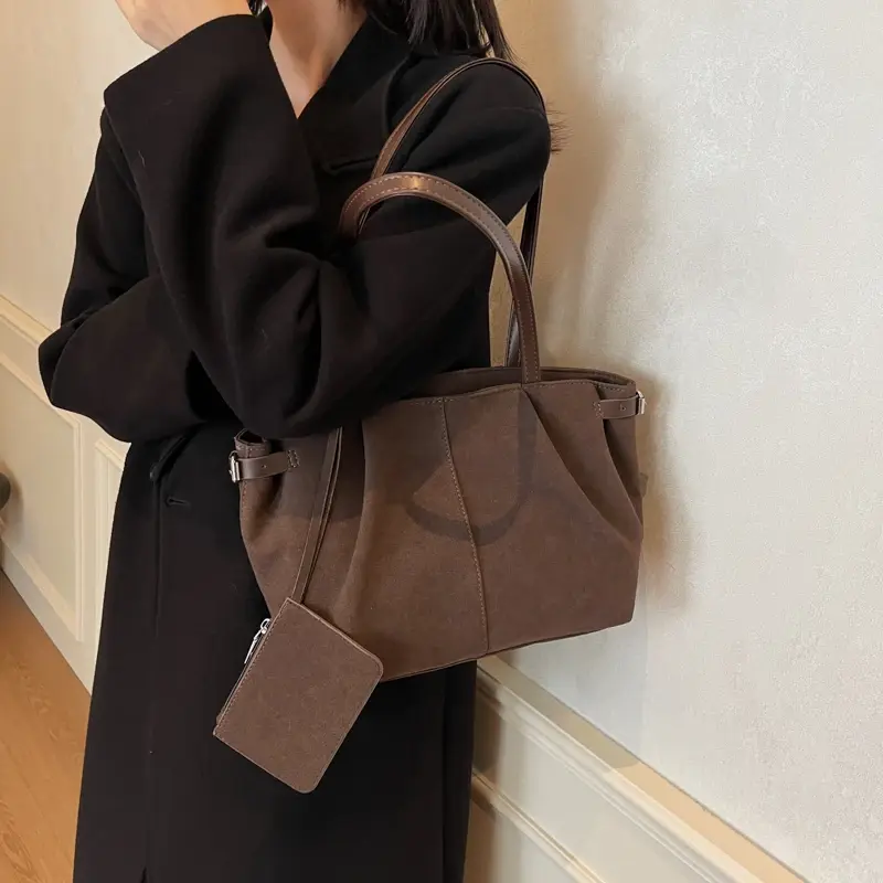 LEFTSIDE Retro 2 Pcs/set PU Leather Underarm Bags for Women 2024 Winter Y2K Female Fashion Tote Bag Female Shoulder Bag Handbags