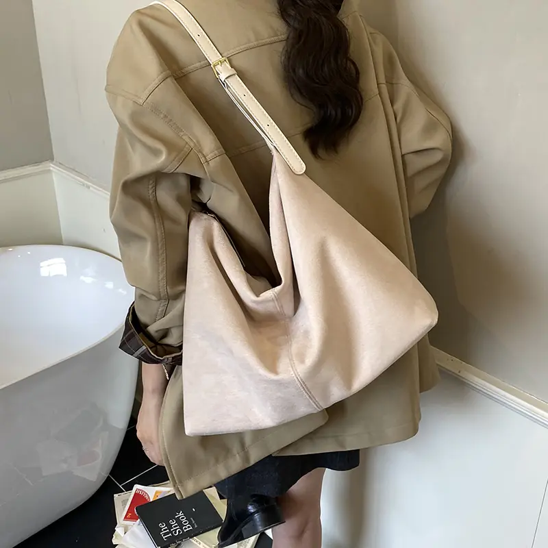 LEFTSIDE Women PU Suede Large Capacity Shoulder Bag 2025 Winter Retro New Trend Hobo Bag Luxury Designer Handbags and Purses