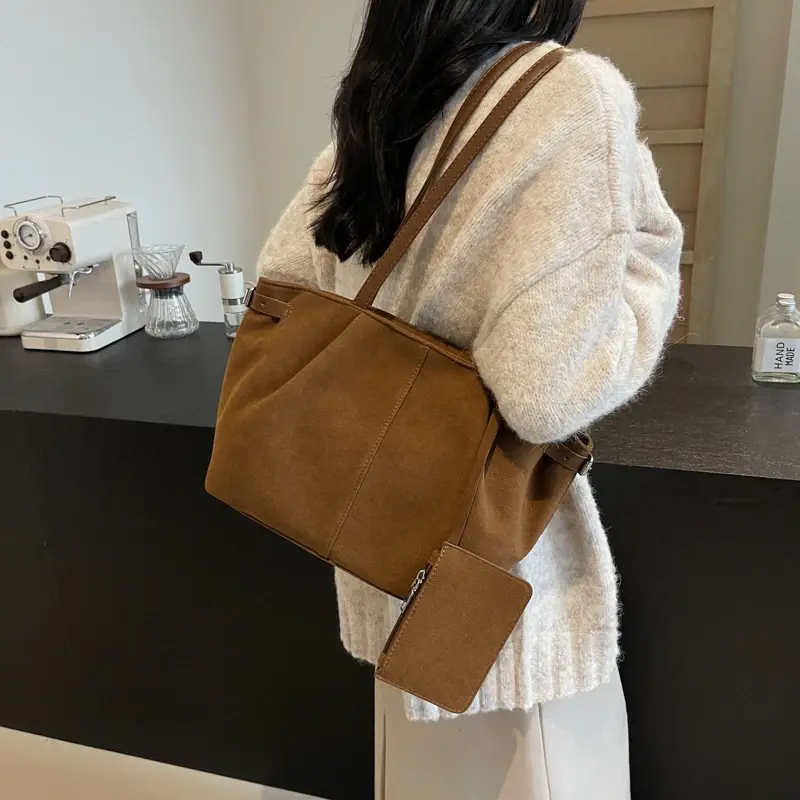 LEFTSIDE Retro 2 Pcs/set PU Leather Underarm Bags for Women 2024 Winter Y2K Female Fashion Tote Bag Female Shoulder Bag Handbags