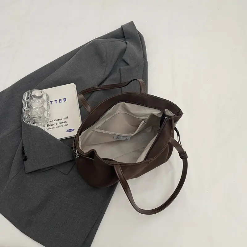 LEFTSIDE Retro 2 Pcs/set PU Leather Underarm Bags for Women 2024 Winter Y2K Female Fashion Tote Bag Female Shoulder Bag Handbags