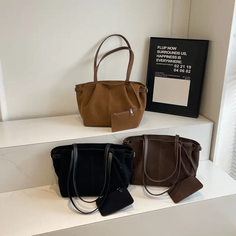 LEFTSIDE Retro 2 Pcs/set PU Leather Underarm Bags for Women 2024 Winter Y2K Female Fashion Tote Bag Female Shoulder Bag Handbags