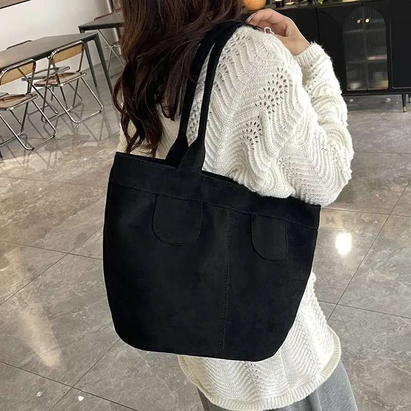 LEFTSIDE Large Nubuck Leather Tote Bags Lady Shoulder Bag for Women 2025 Winter New Korean Fashion Retro Handbags and Purses