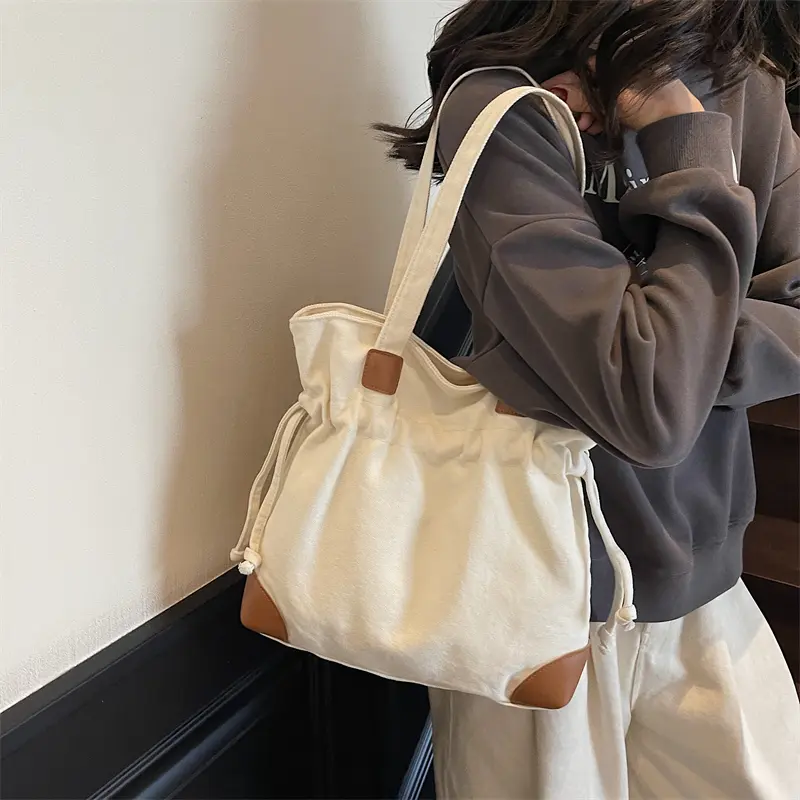 LEFTSIDE Trendy Canvas Underarm Bag Retro Shopper Shopping Bag Designer Handbag Casual 2025 Shoulder Bags for Women Bolsa