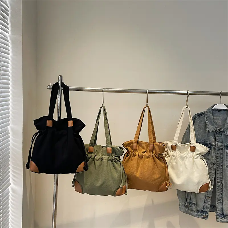 LEFTSIDE Trendy Canvas Underarm Bag Retro Shopper Shopping Bag Designer Handbag Casual 2025 Shoulder Bags for Women Bolsa