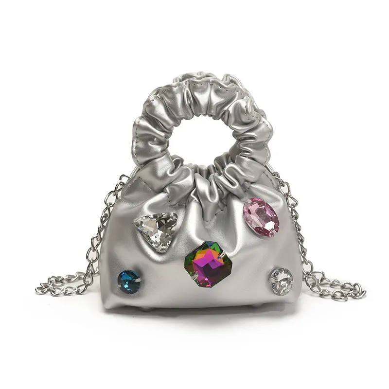 LEFTSIDE Sweet Beads Short Handle Mini Handbags Women 2025 Summer Fashion Trend Brand Luxury Party Chain Shoulder Crossbody Bag
