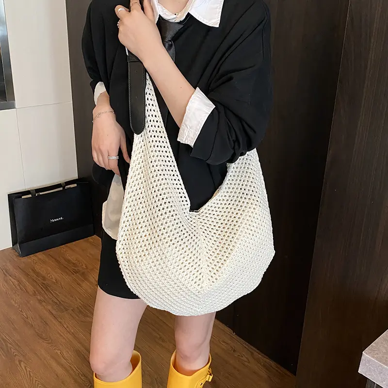 LEFTSIDE High-capacity Knited Bucket Bags for Women 2025 Korean Fashion Summer Shoulder Bags Handbags and Purses Weave Beach Bag