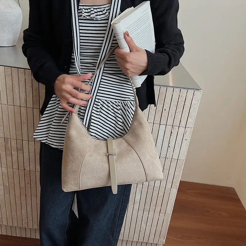 LEFTSIDE Vintage Small Faux Suede Shoulder Bags for Women Crossbody Bag 2025 Winter Luxury Designer Trend Handbags and Purses