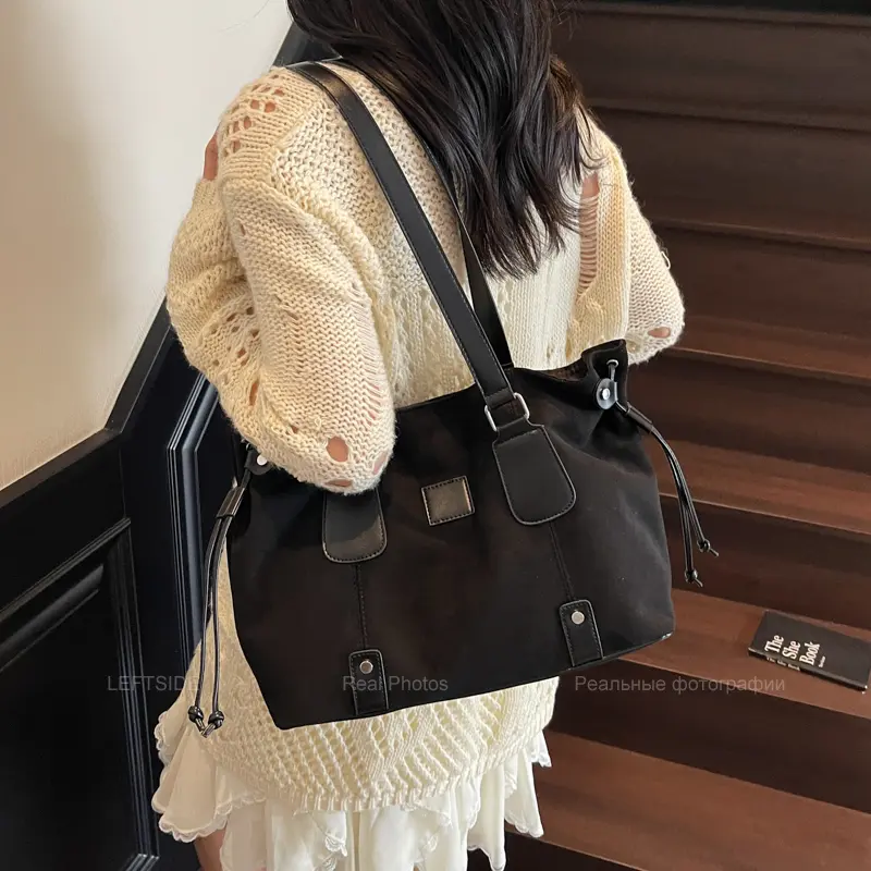 LEFTSIDE Big PU Leather Shoulder Bag for Women 2025 Winter New Luxury Tote Bag Lady Designer High Capacity Handbags and Purses