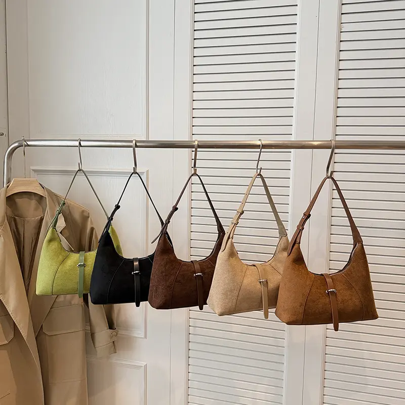 LEFTSIDE Vintage Small Faux Suede Shoulder Bags for Women Crossbody Bag 2025 Winter Luxury Designer Trend Handbags and Purses