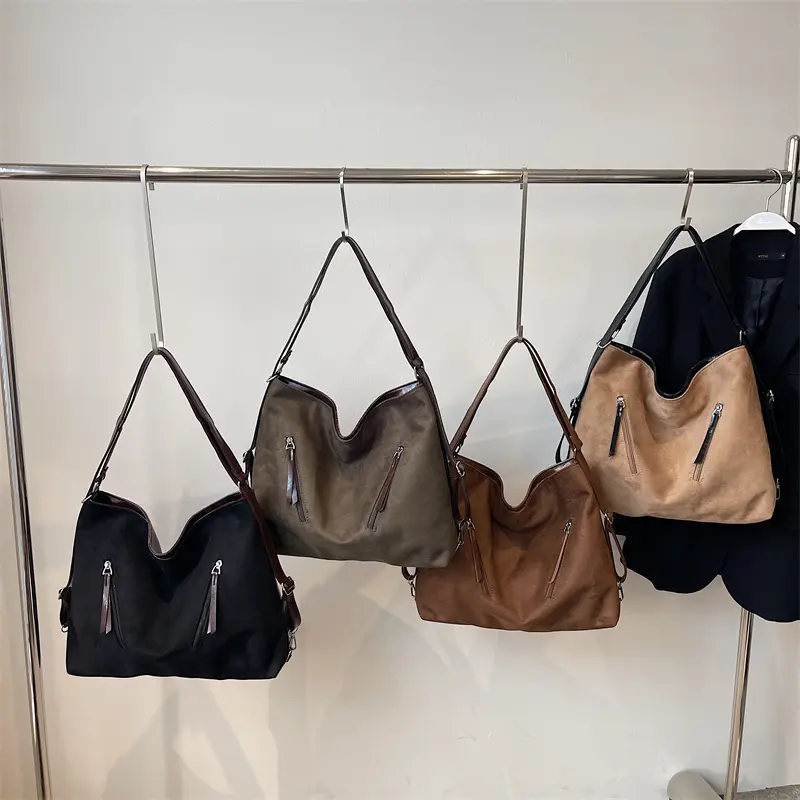 LEFTSIDE Women High Capacity Soft Cloth Shoulder Bag 2025 Winter New Fashion Retro Crossbody Bag Luxury Brand Designer Handbags