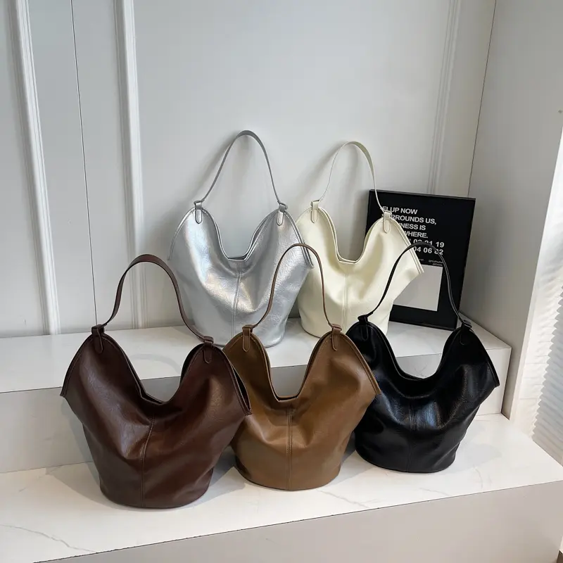 LEFTSIDE PU Leather Hobo Bags Lady High Capacity Shopper Shopping Shoulder Bag for Women 2025 Korean Fashion New Underarm Bags
