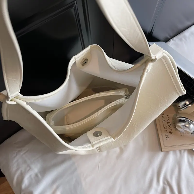 LEFTSIDE PU Leather Hobo Bags Lady High Capacity Shopper Shopping Shoulder Bag for Women 2025 Korean Fashion New Underarm Bags