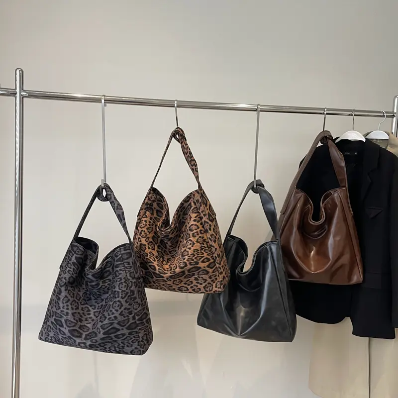 LEFTSIDE Women High Capacity Soft Cloth Shoulder Bag 2025 Winter New Fashion Retro Hobo Bag Luxury Brand Designer Handbags