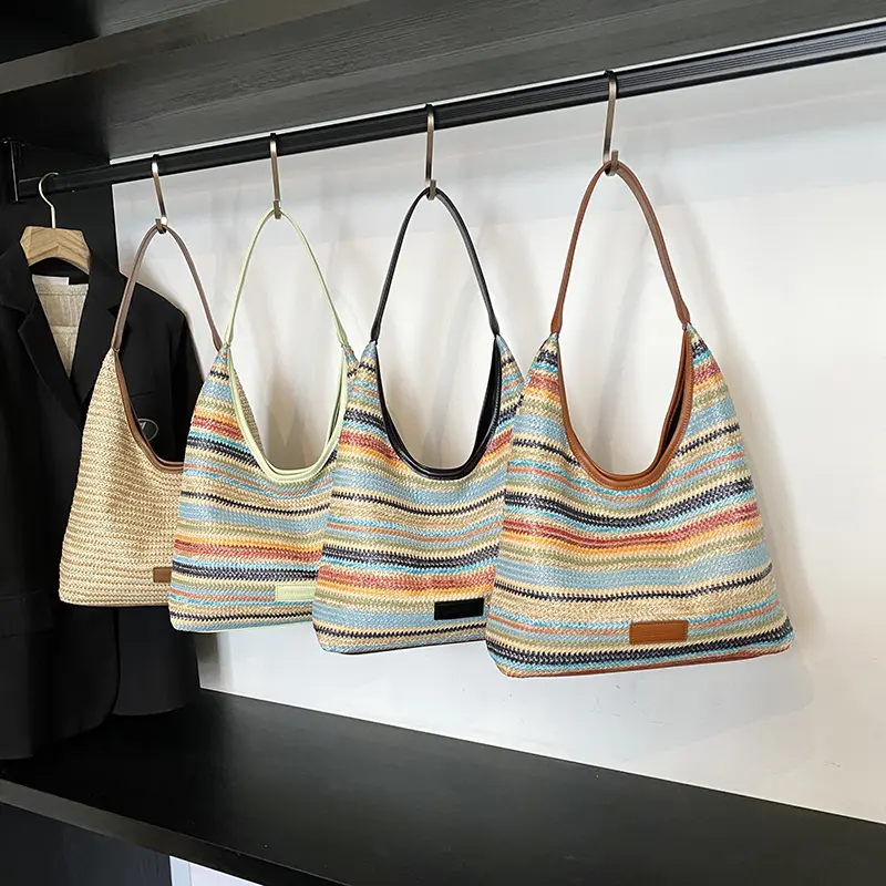 LEFTSIDE Big Weave Straw Shoulder Bags for Women 2025 Summer Ladies New Hobo Bag Females Beach Bags Lady Handbags and Purses