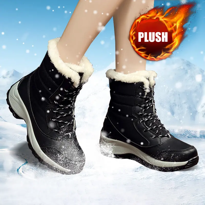 Winter Shoes Waterproof Boots Women Snow Boots Plush Warm Ankle Boots for Women Female Winter Plush Platform Thigh High Boots