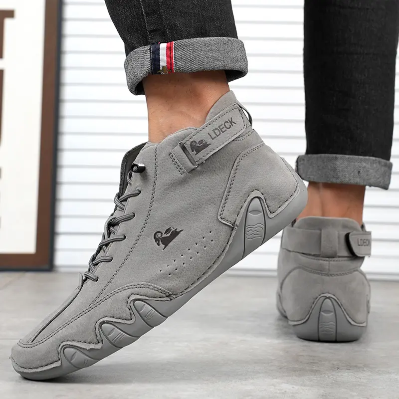 Leather Casual Shoes Luxury Men Ankle Boots Fashion High Top Sneakers shoes 2023 Designer Loafers Men Moccasin Motorcycle Shoes