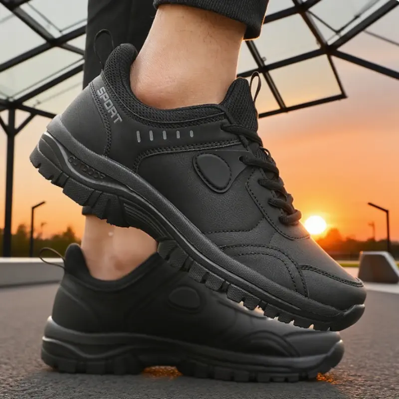 Men's All Black Outdoor Trainers All Terrain Anti Slip Sole Breathable Upper Mountain Hikes Shoes Outdoor Workouts Men Sneakers