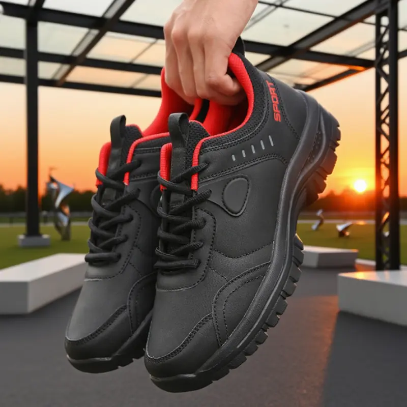 Men's All Black Outdoor Trainers All Terrain Anti Slip Sole Breathable Upper Mountain Hikes Shoes Outdoor Workouts Men Sneakers