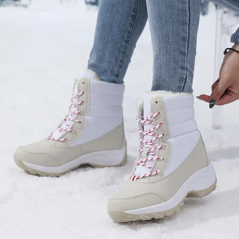 Winter Shoes Waterproof Boots Women Snow Boots Plush Warm Ankle Boots for Women Female Winter Plush Platform Thigh High Boots