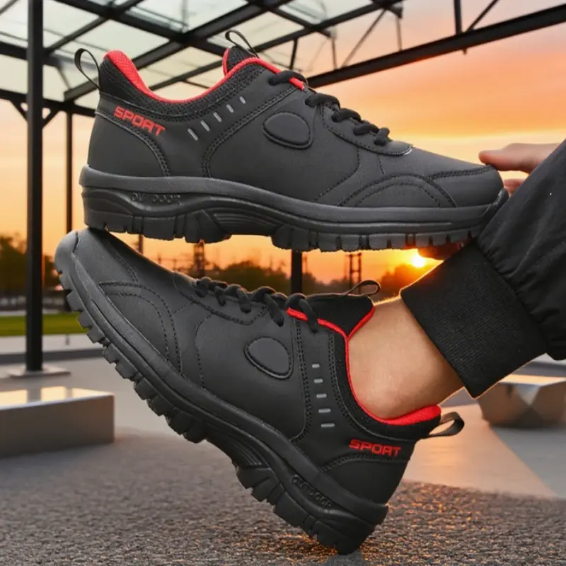 Men's All Black Outdoor Trainers All Terrain Anti Slip Sole Breathable Upper Mountain Hikes Shoes Outdoor Workouts Men Sneakers